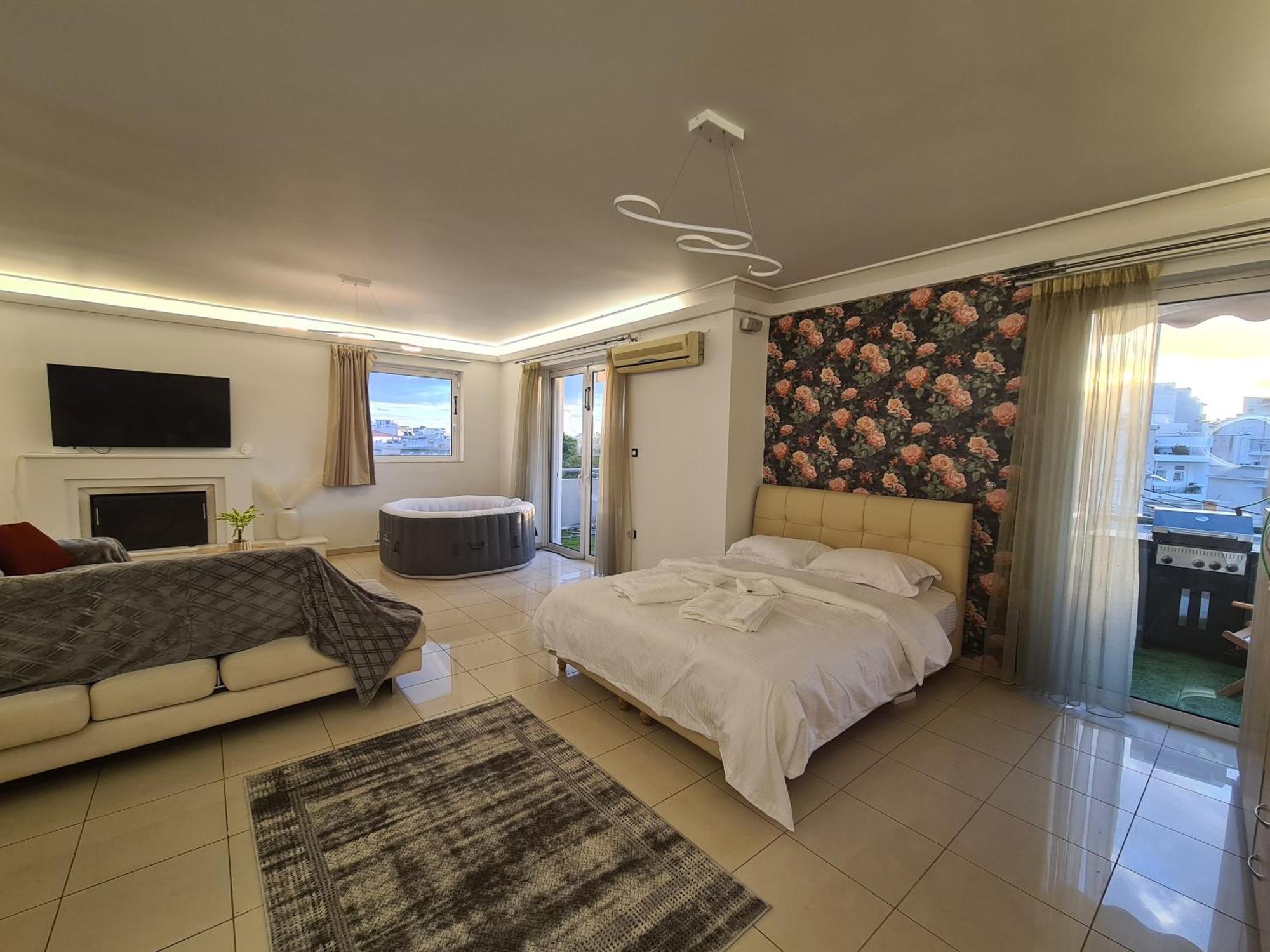 Sunny Home Private Jacuzzi Hydromassage Acropolis & Lycabettus Far View Parking 300M Metro Peristeri Athen Exterior foto